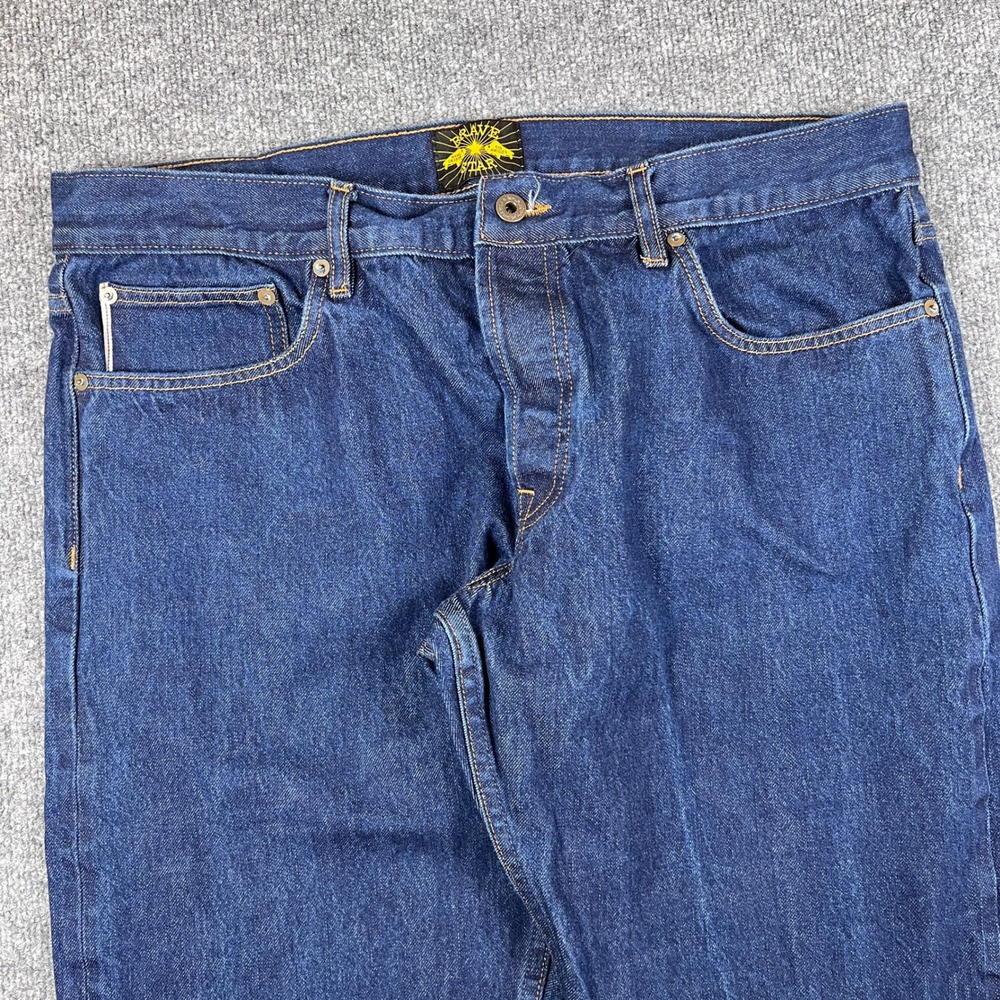 Brave Star Selvage Jeans Mens 38x32 Blue Dark Wash Selvedge Straight Made in USA - Picture 7 of 14